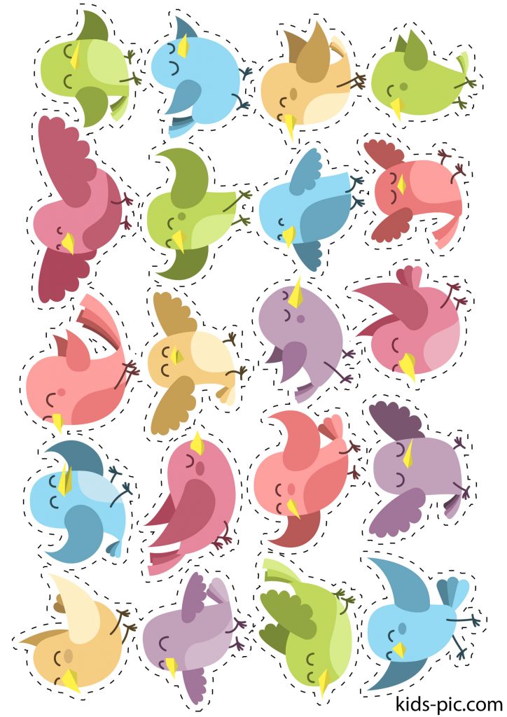 цветные шаблоны птичек для вырезания из бумаги