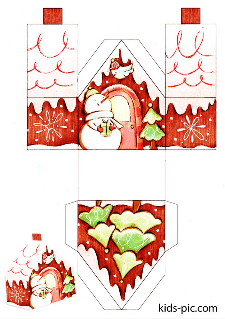 шаблоны пряничных домиков для вырезания из бумаги распечатать