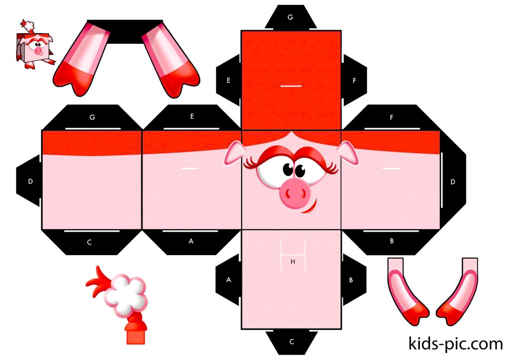 шаблони смішариків для вирізання з паперу Нюша іграшка з паперу куб